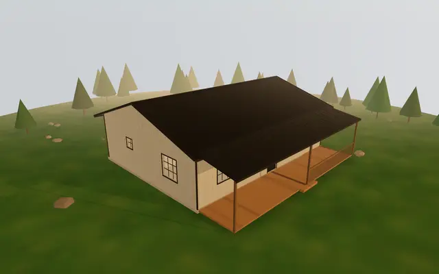 3D render of the 30×40 Barndominium from the cabin builder