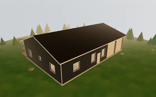 3D render of the 40×60 Shouse from the cabin builder